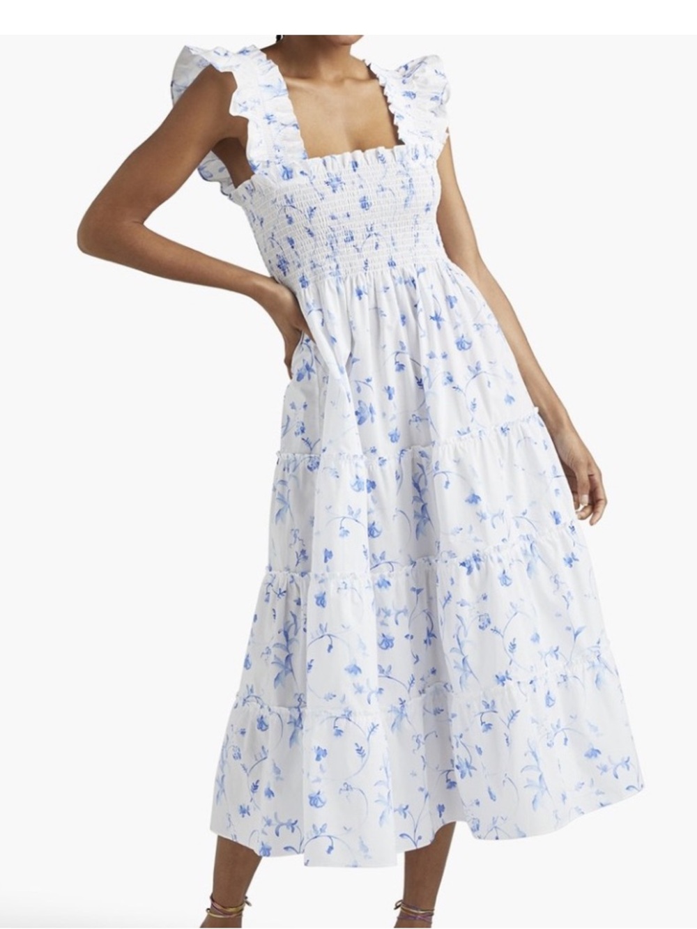 Hill House Home Ellie Nap Dress Blue Botanical Floral M
